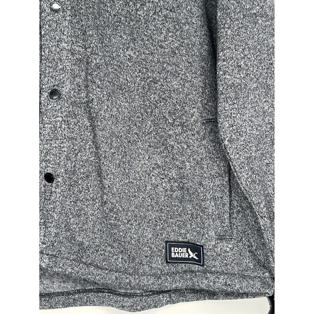 Eddie Bauer Mens XL Sweater Fleece Shirt Jacket Heather Ebony Gray NWT